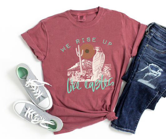 We Rise Up Like Eagles | Comfort Colors Ring-Spun Cotton | He Found Me | Christian Bible Verse Tee