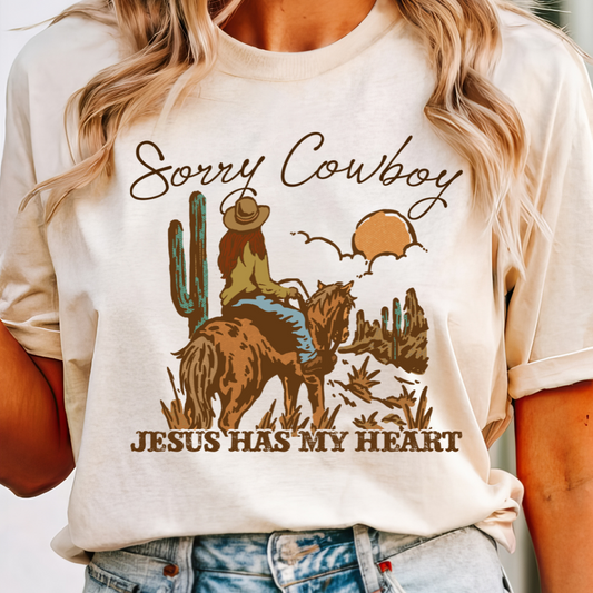 Sorry Cowboy | Comfort Colors Ring-Spun Cotton | He Found Me | Christian Bible Verse Tee