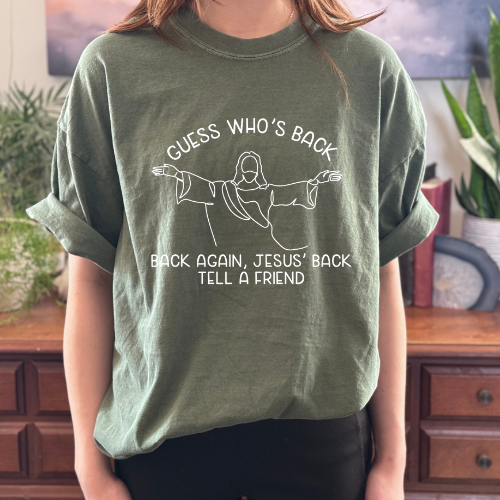 Guess Who's Back | Comfort Colors Ring-Spun Cotton | He Found Me | Christian Bible Verse Tee