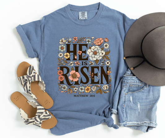 He Is Risen | Comfort Colors Ring-Spun Cotton | He Found Me | Christian Bible Verse Tee - He Found Me
