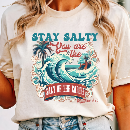 Stay Salty | Comfort Colors Ring-Spun Cotton | He Found Me | Christian Bible Verse Tee